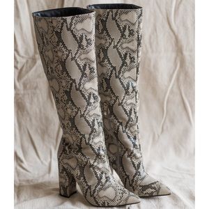Snake Heeled Boots - NEW only tried on